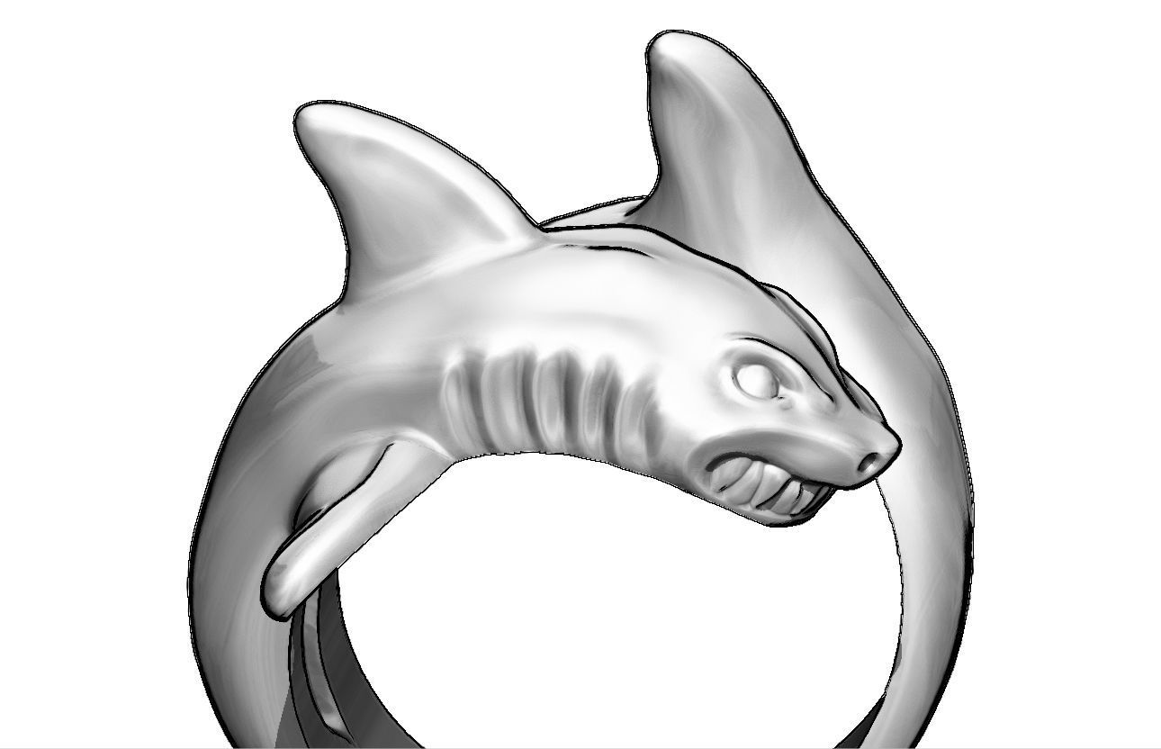 Shark ring 3D print model_4
