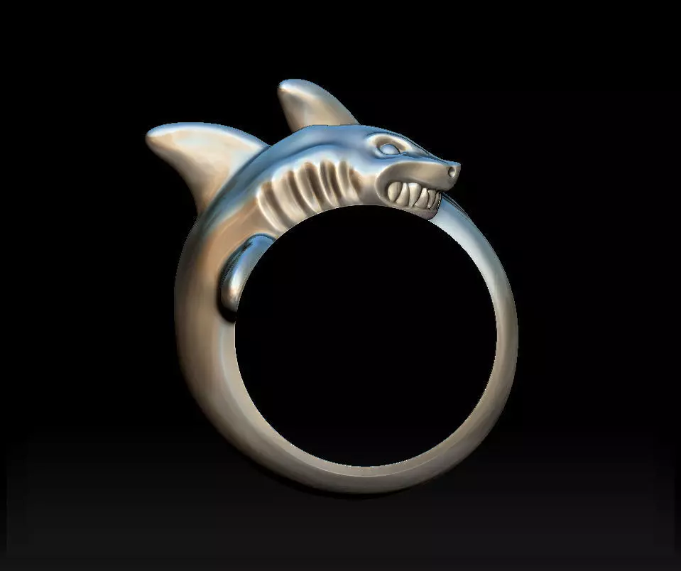 Shark ring 3D print model_0