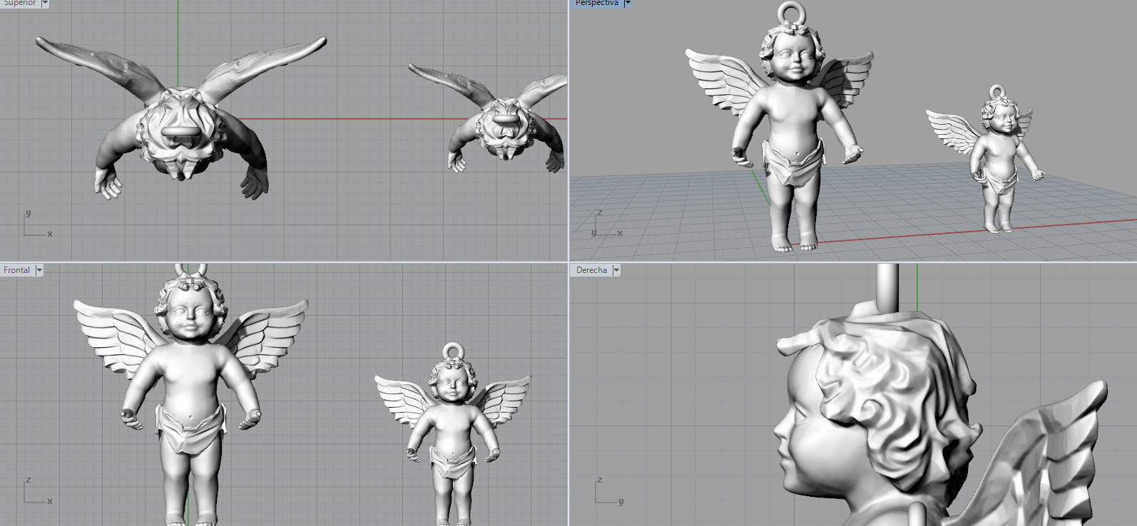 Angel charm 3D print model_7