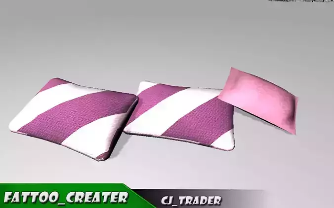  Pink Pillow Low-poly 3D model