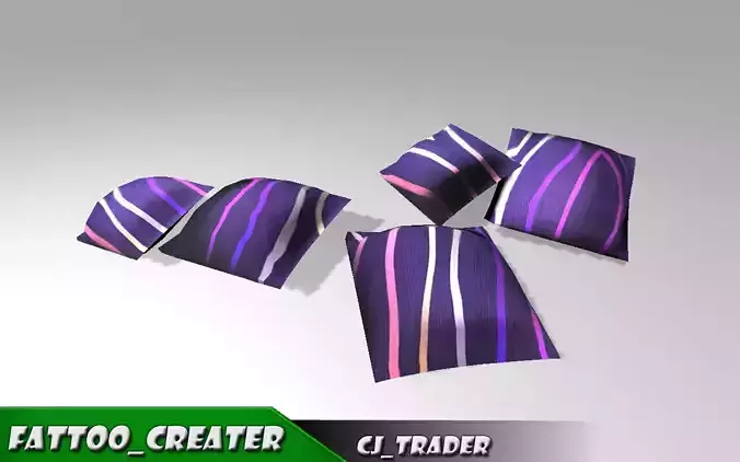 Low Poly Bed Couch Pillow 3d Model