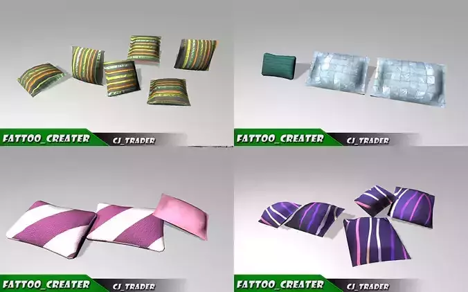 Low poly pillow pack 3d model 3D Model Collection