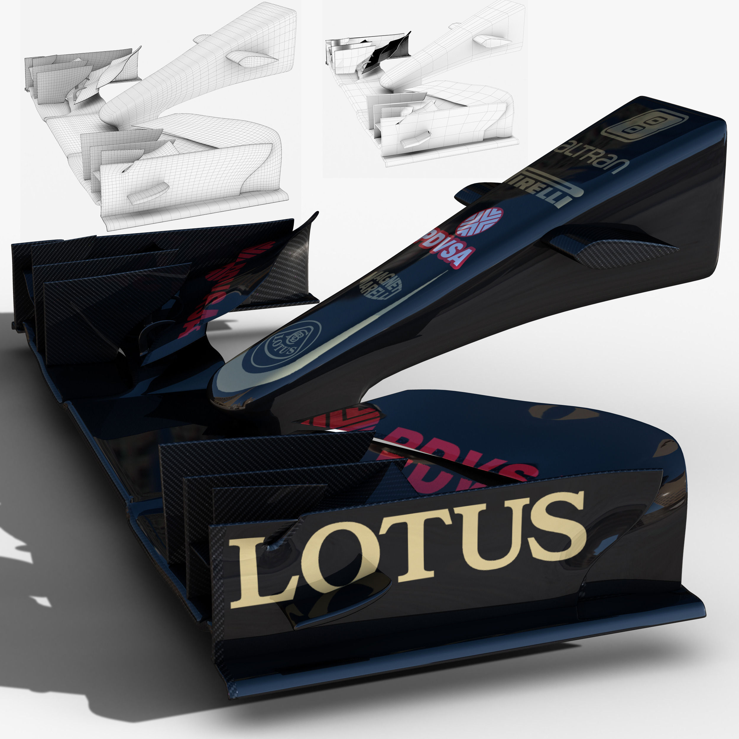 Lotus E23 Front wing Low-poly 3D model_3