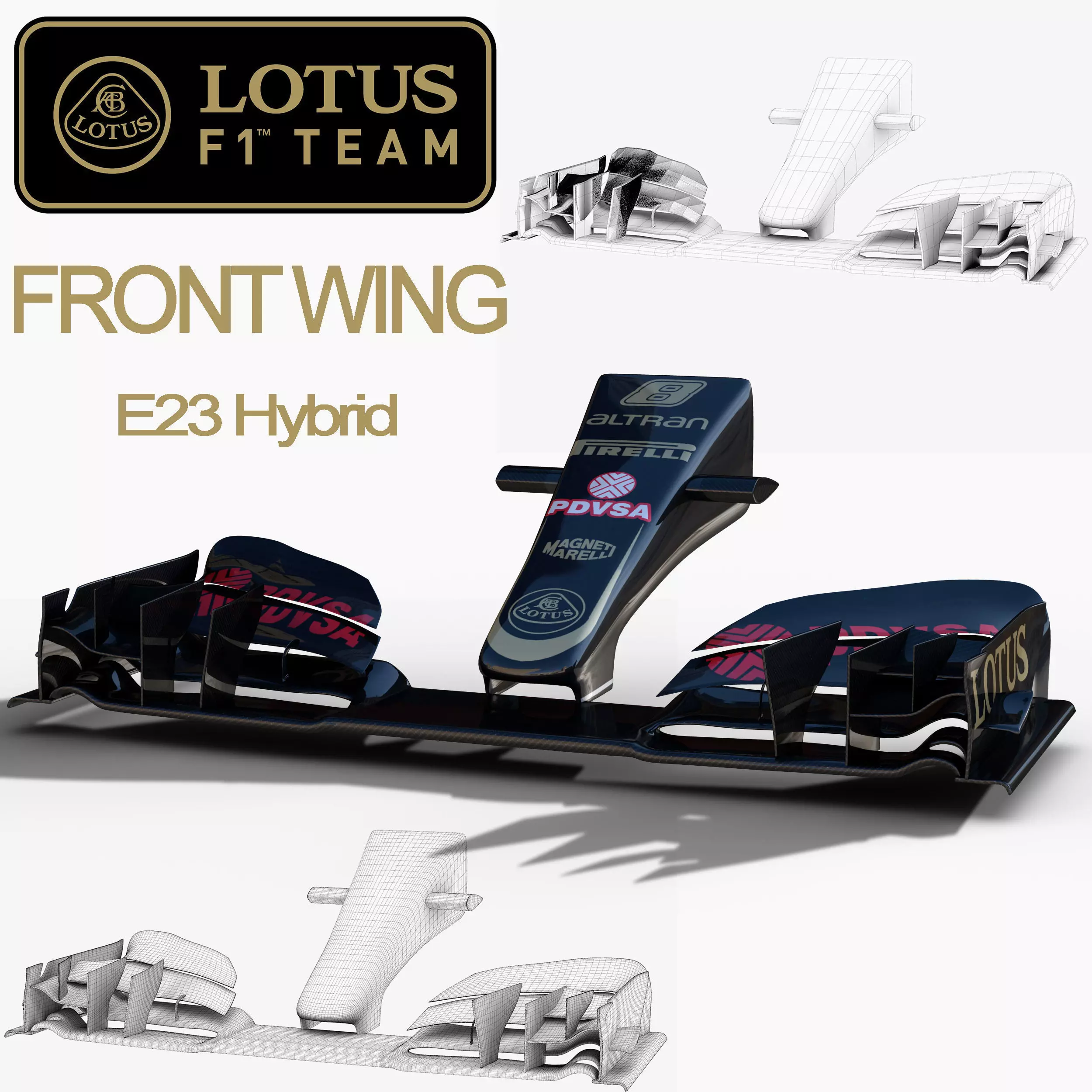 Lotus E23 Front wing Low-poly 3D model_0
