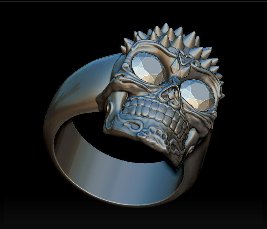 Punk skull ring 3D print model_3