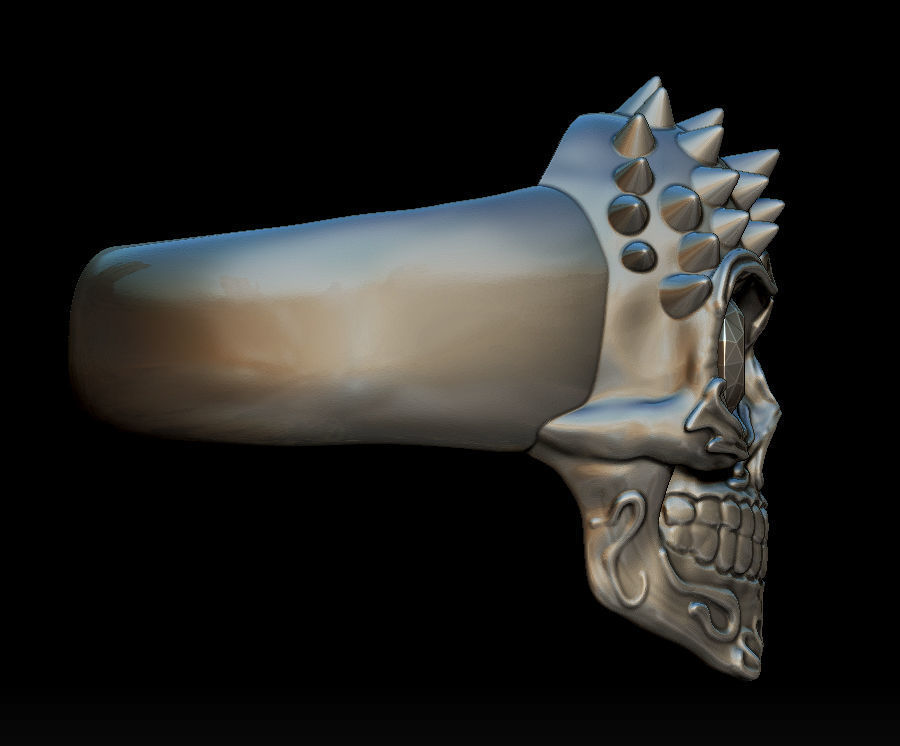 Punk skull ring 3D print model_4