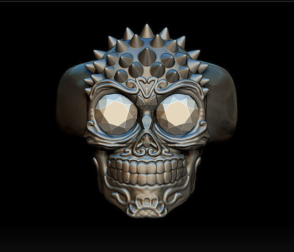 Punk skull ring 3D print model