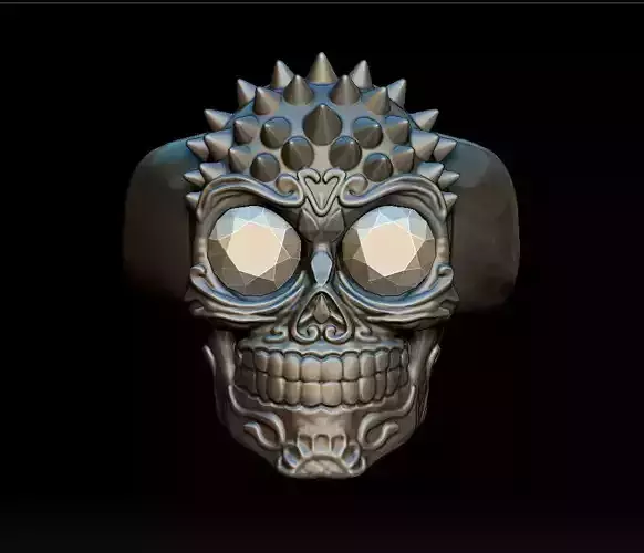 Punk skull ring 3D print model