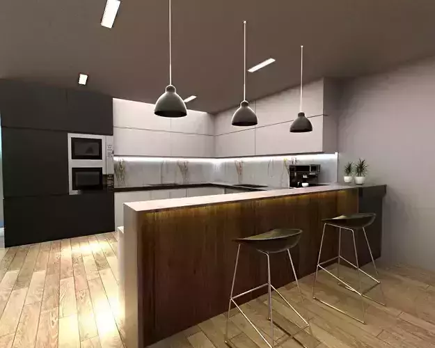 simple kitchen 3D model simple kitchen 3D model