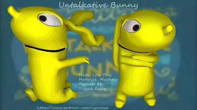 Untalkative Bunny Character RIGGED Low-poly 3D model
