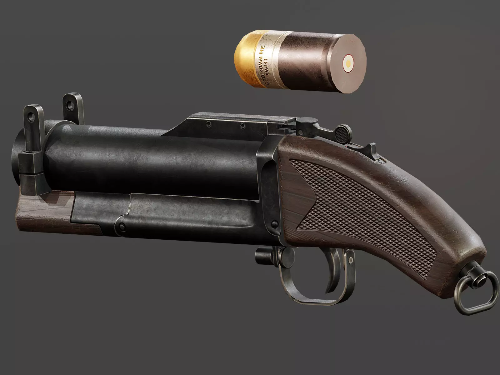 Sawed Off M79 Grenade Launcher Low-poly 3D model_0