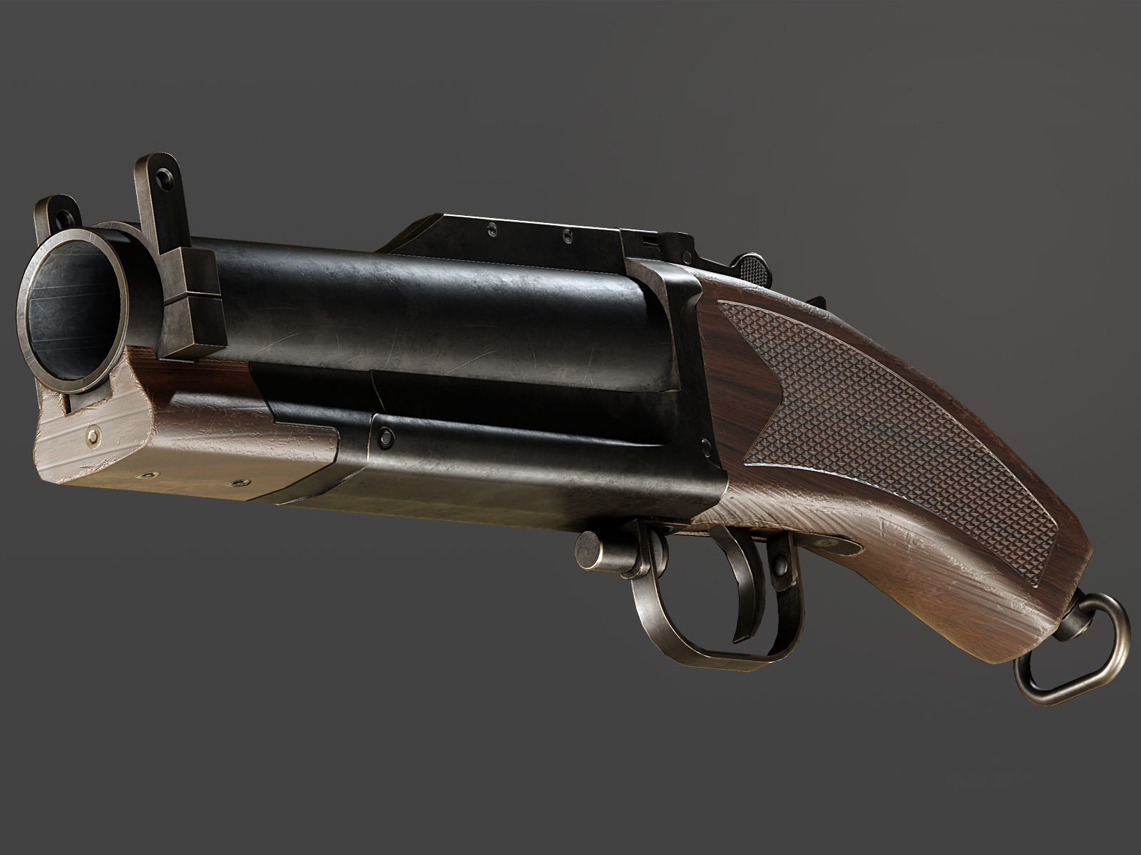 Sawed Off M79 Grenade Launcher Low-poly 3D model_2