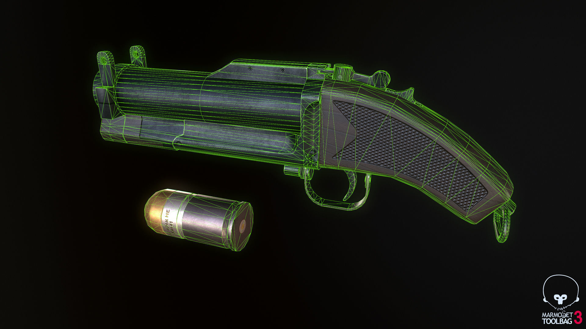Sawed Off M79 Grenade Launcher Low-poly 3D model_10