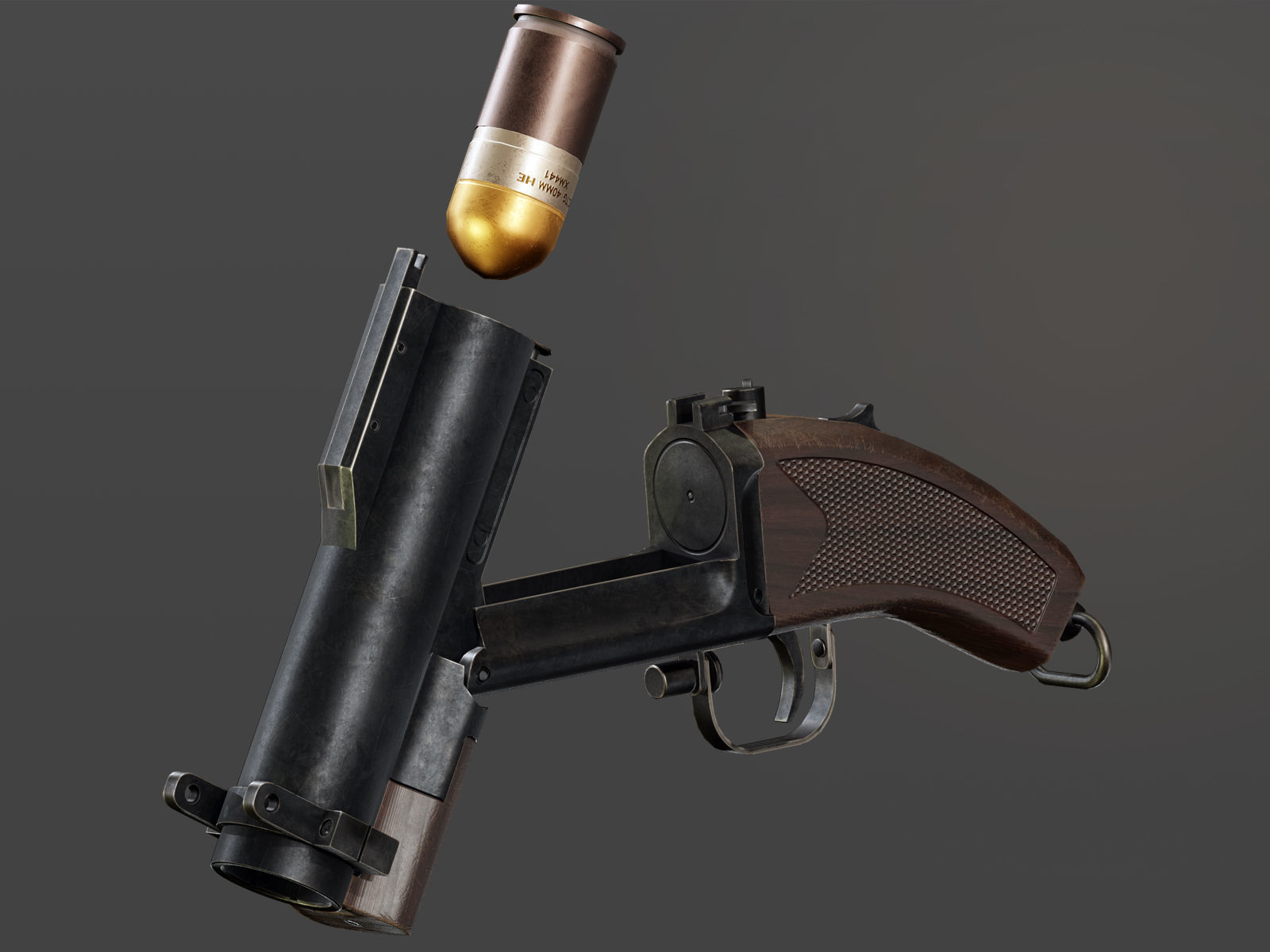 Sawed Off M79 Grenade Launcher Low-poly 3D model_1