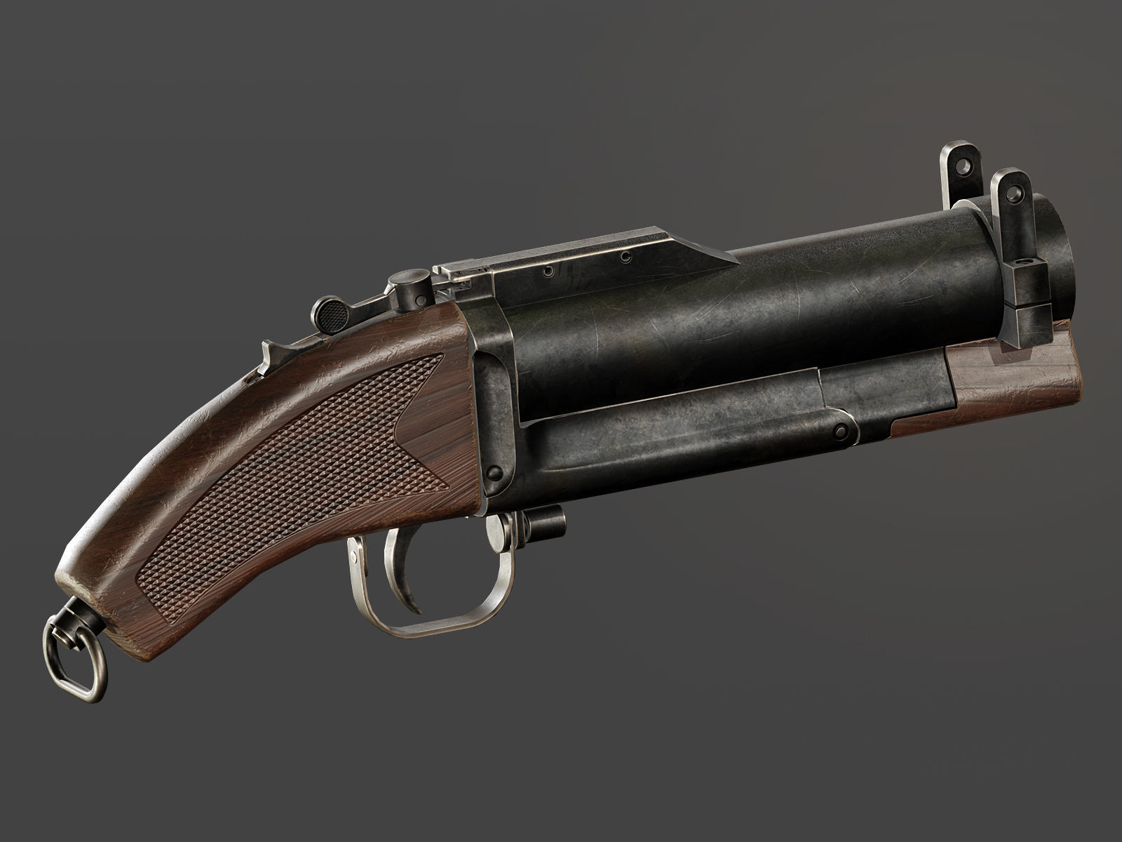 Sawed Off M79 Grenade Launcher Low-poly 3D model_3