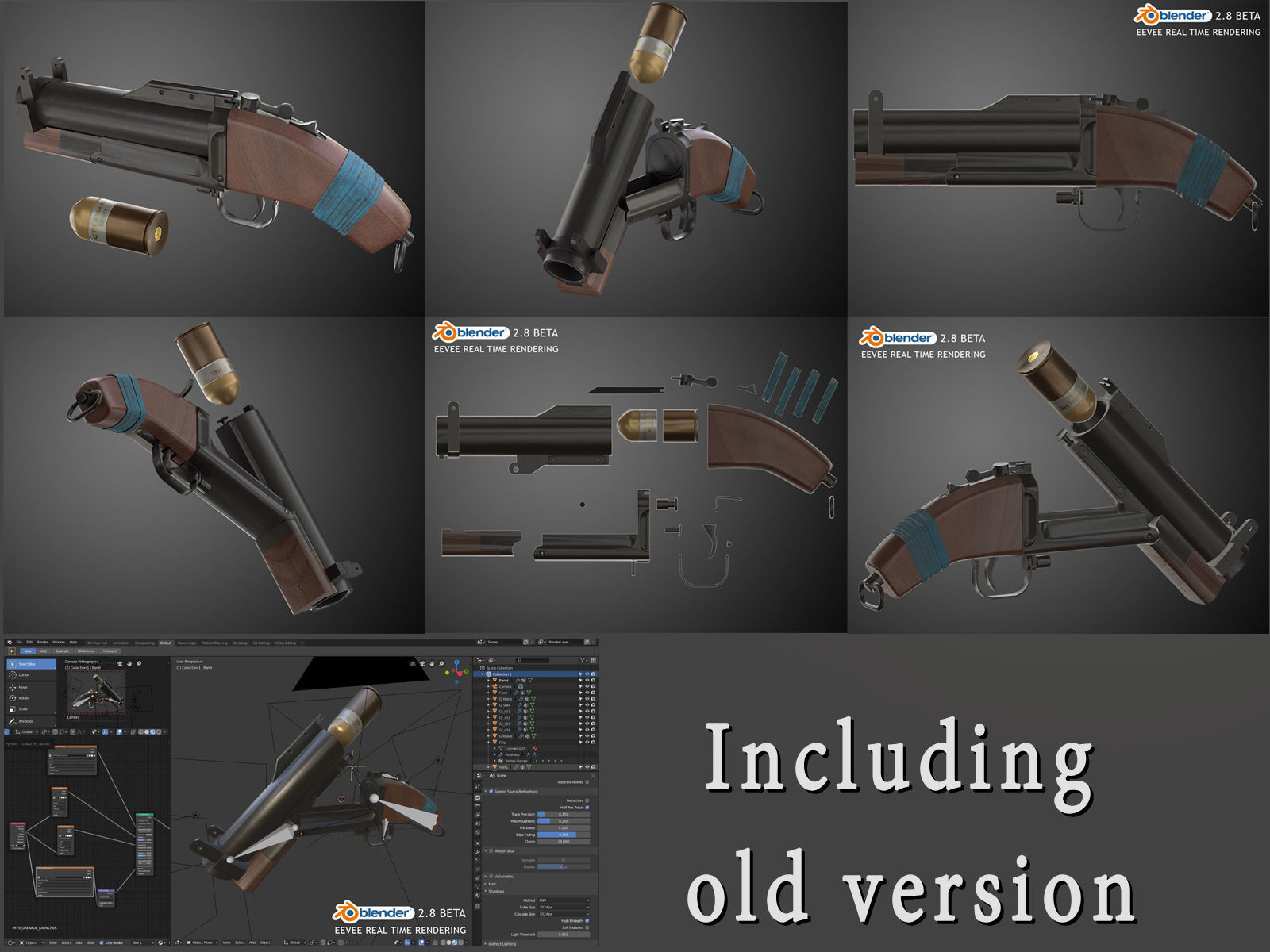 Sawed Off M79 Grenade Launcher Low-poly 3D model_11