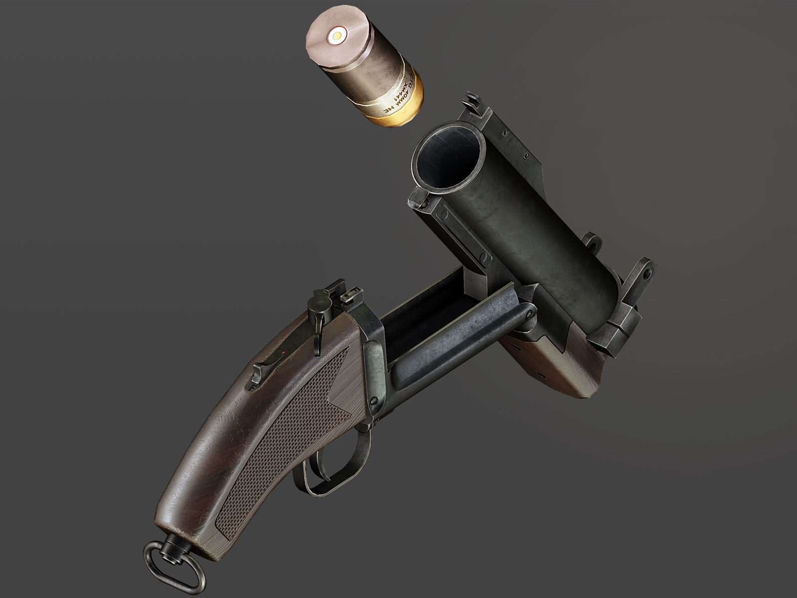 Sawed Off M79 Grenade Launcher Low-poly 3D model_6