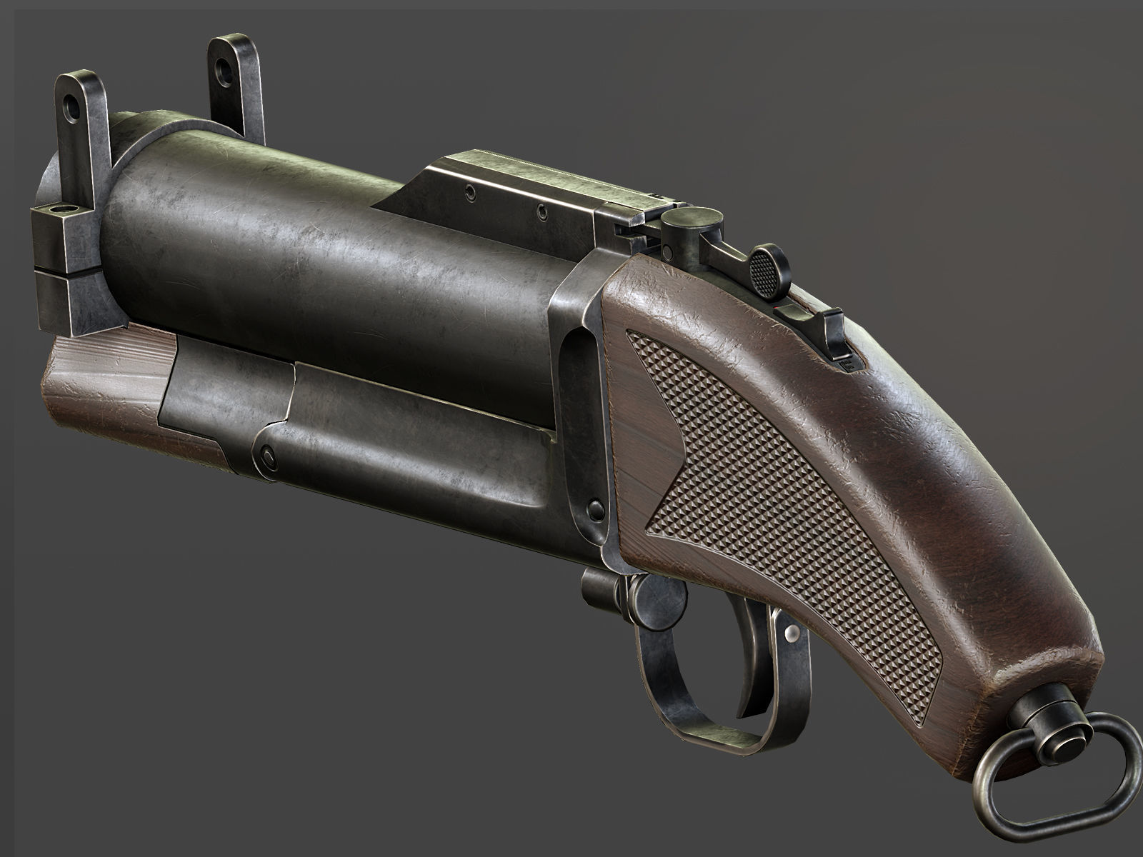 Sawed Off M79 Grenade Launcher Low-poly 3D model_4