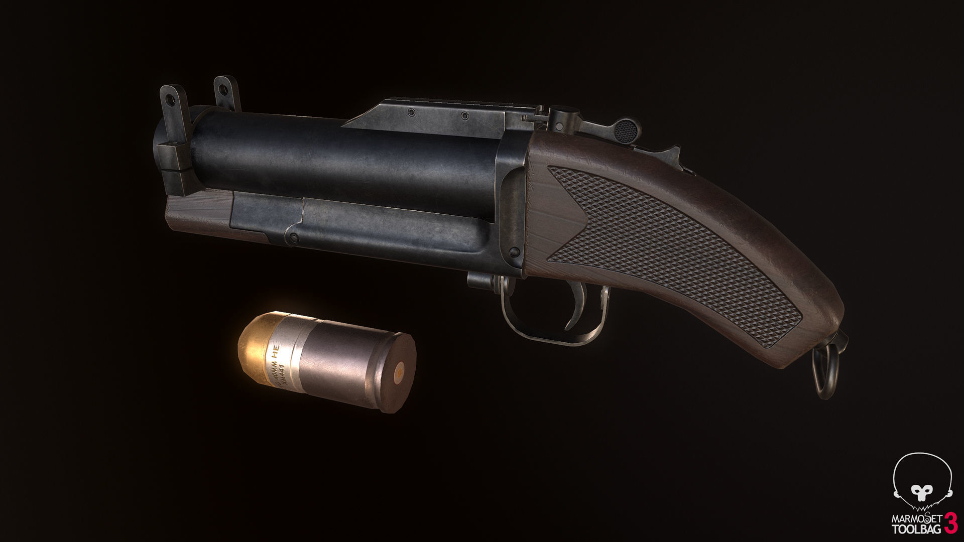 Sawed Off M79 Grenade Launcher Low-poly 3D model_9