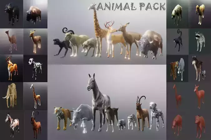wild nature 3d lowpoly animal