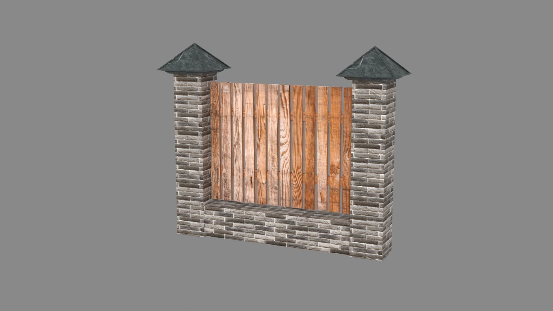 wooden fence Low-poly 3D model_3