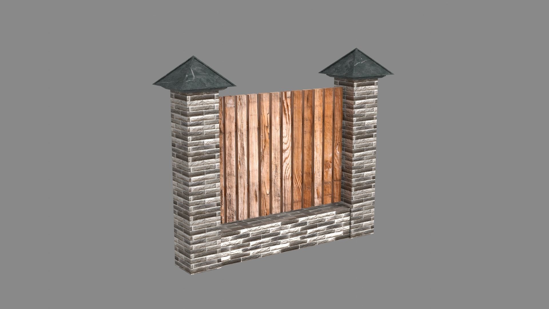 wooden fence Low-poly 3D model_7