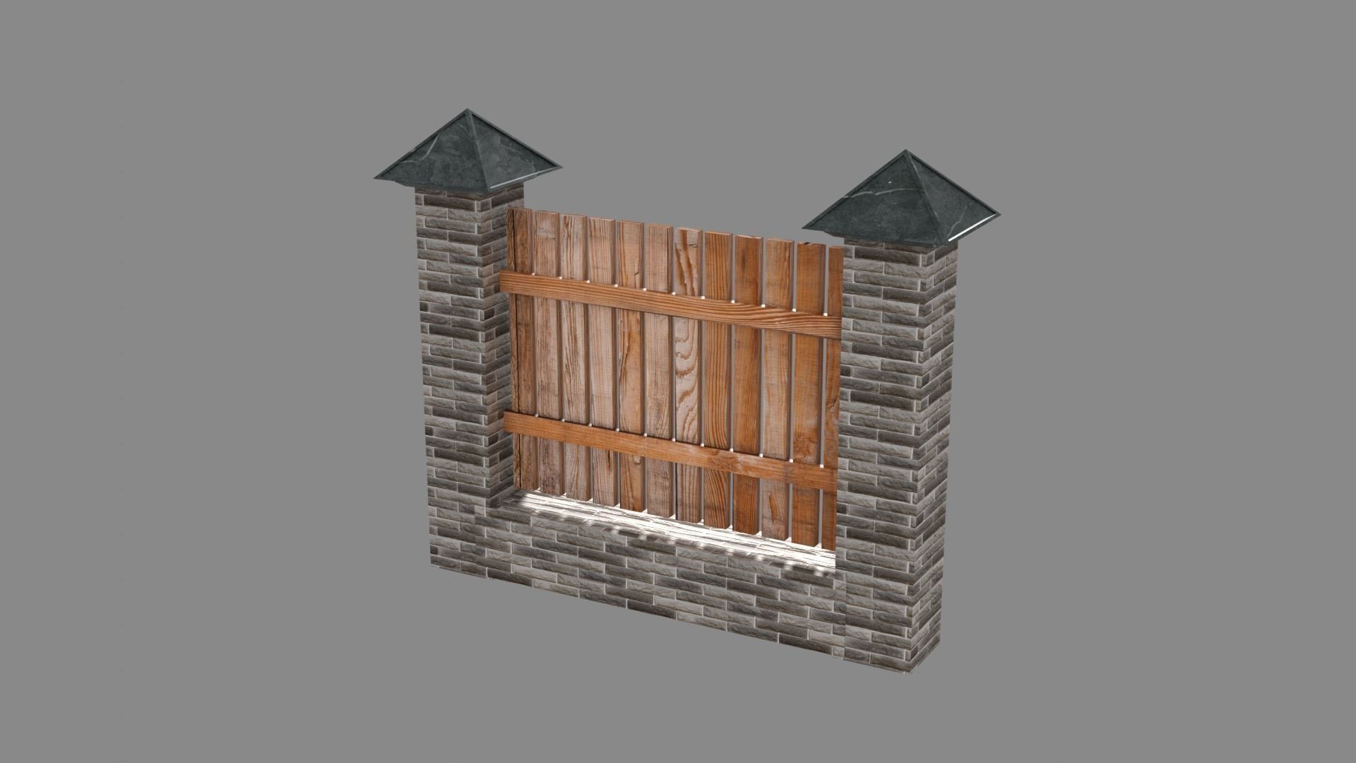 wooden fence Low-poly 3D model_5