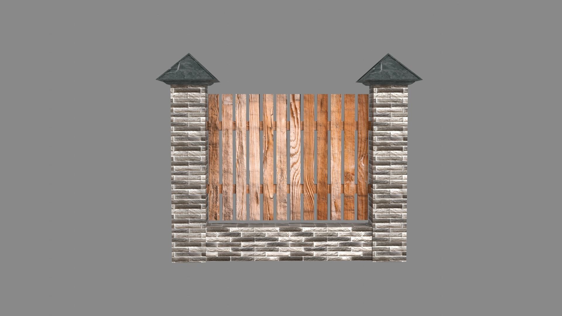 wooden fence Low-poly 3D model_4
