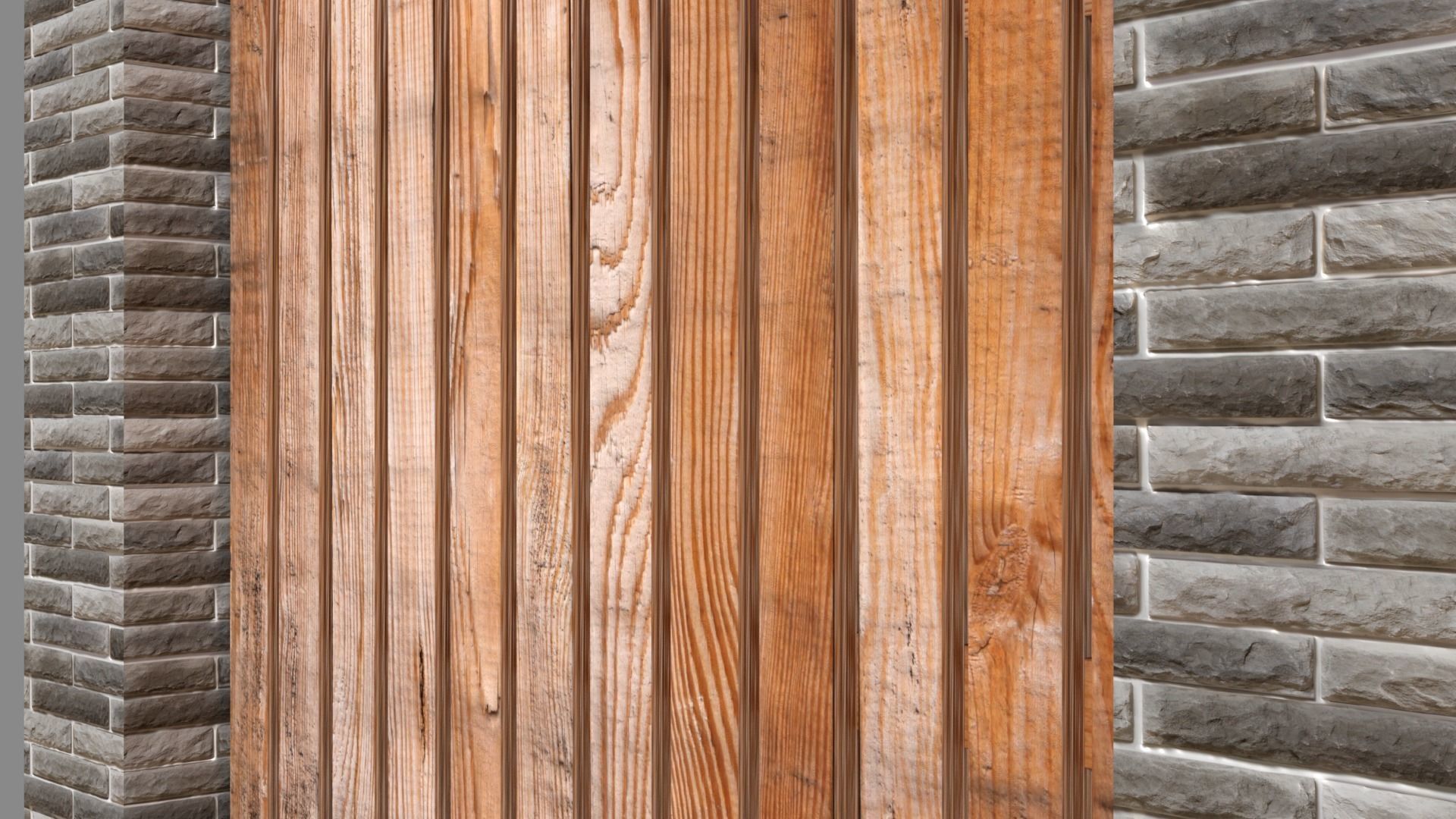 wooden fence Low-poly 3D model_1