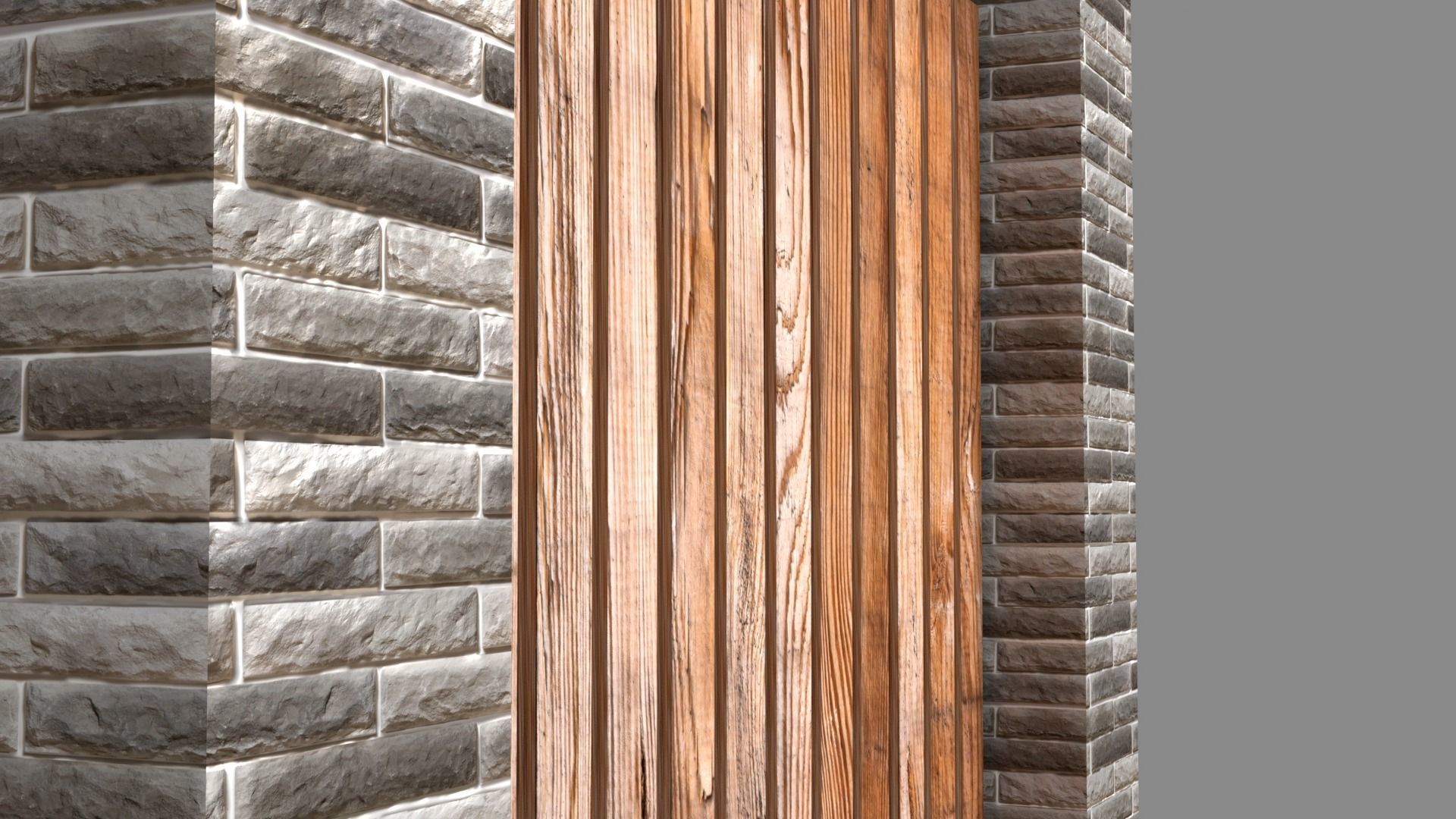 wooden fence Low-poly 3D model_2