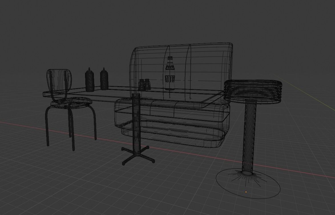 1950s Diner Assets 3D model_2