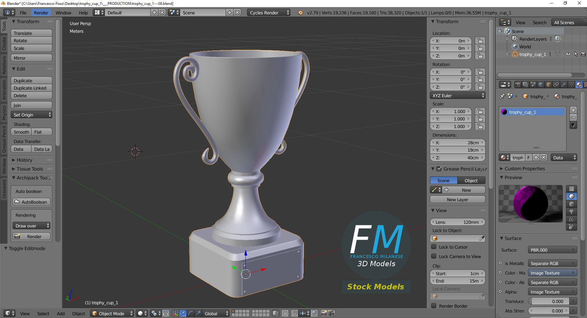 Trophy cup 1 3D model_9