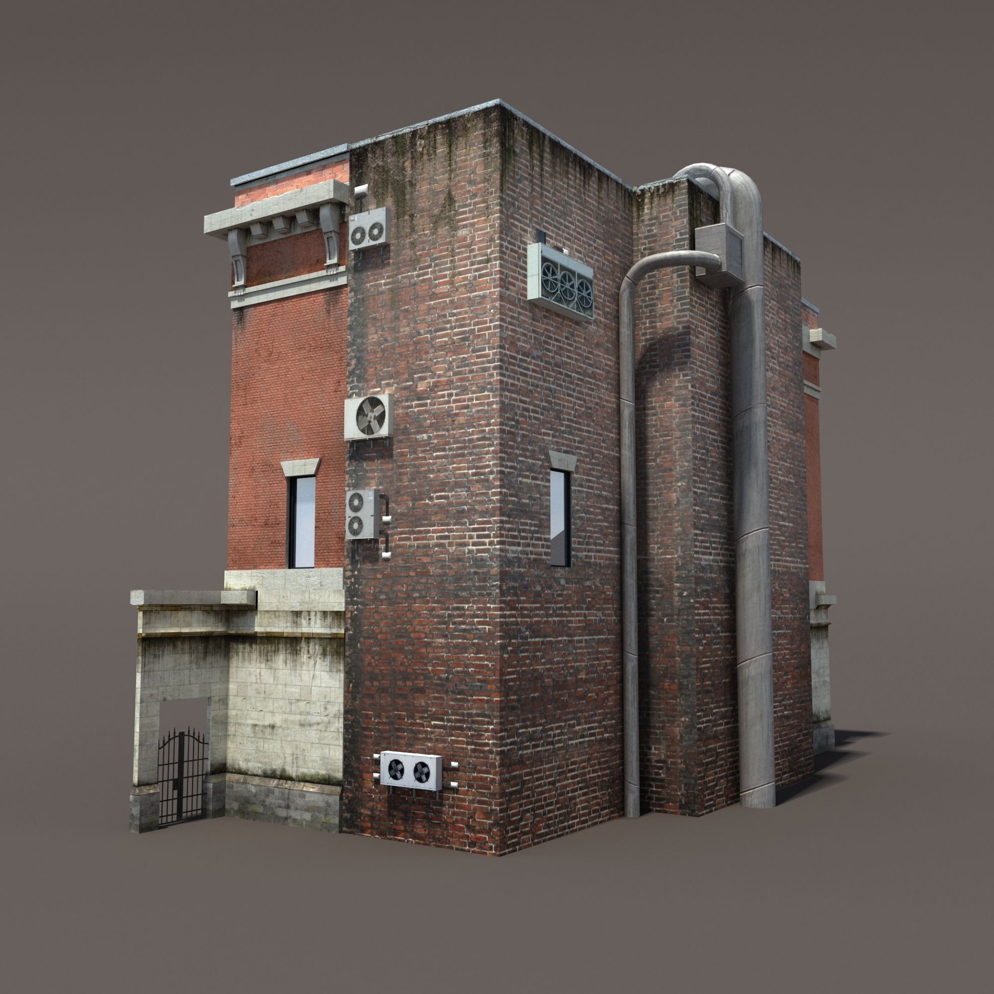 Fire Station Building Low Poly Low-poly 3D model_3