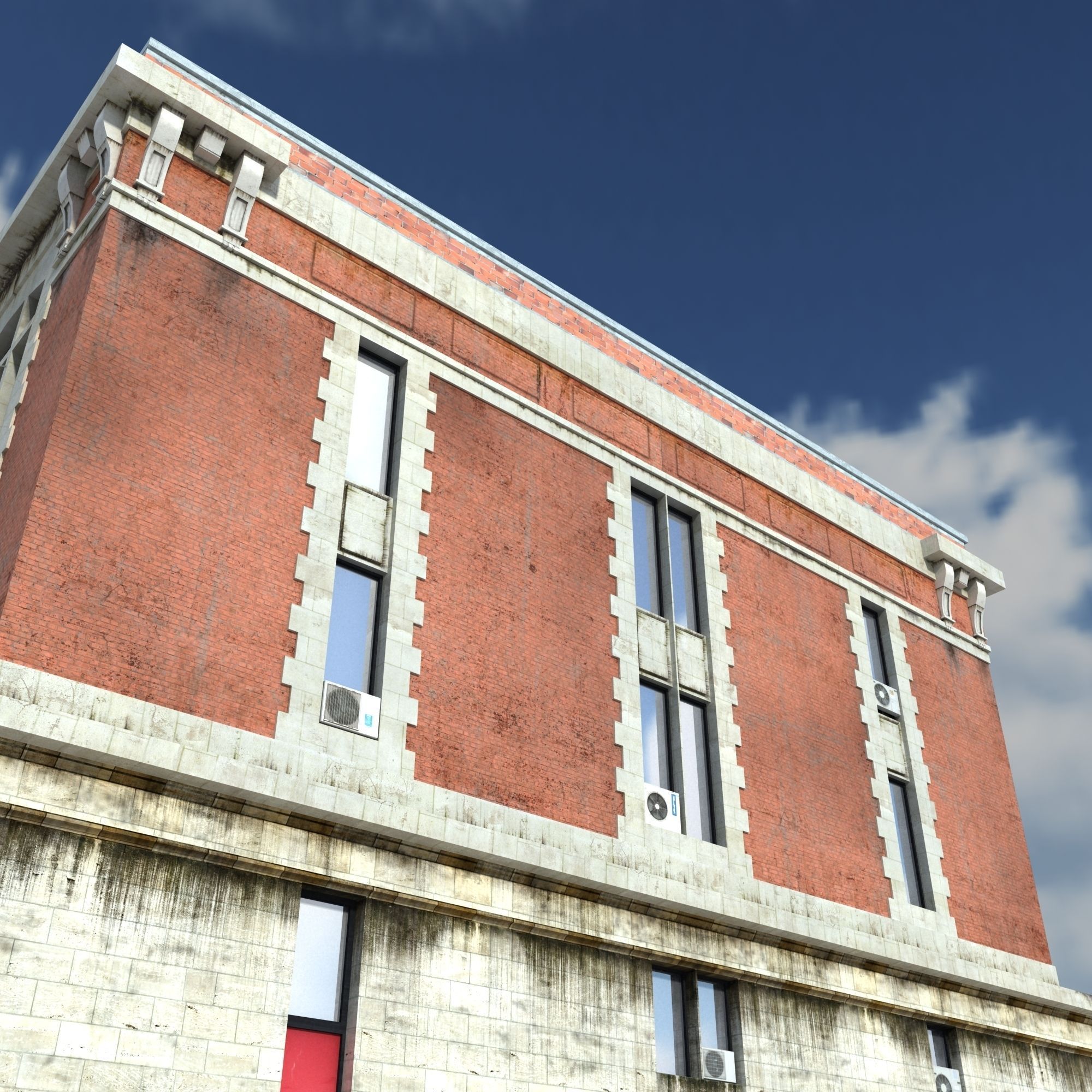 Fire Station Building Low Poly Low-poly 3D model_6