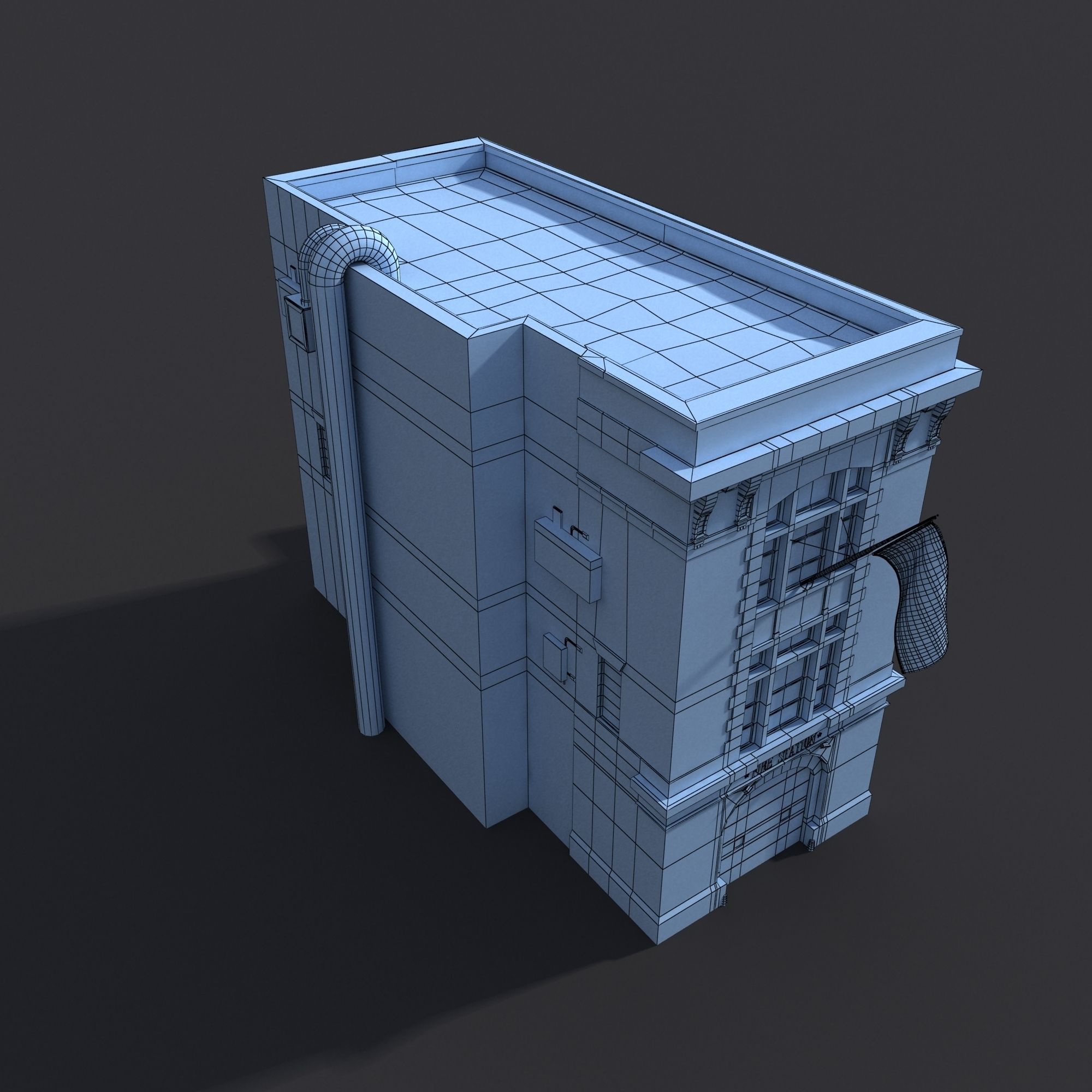 Fire Station Building Low Poly Low-poly 3D model_11