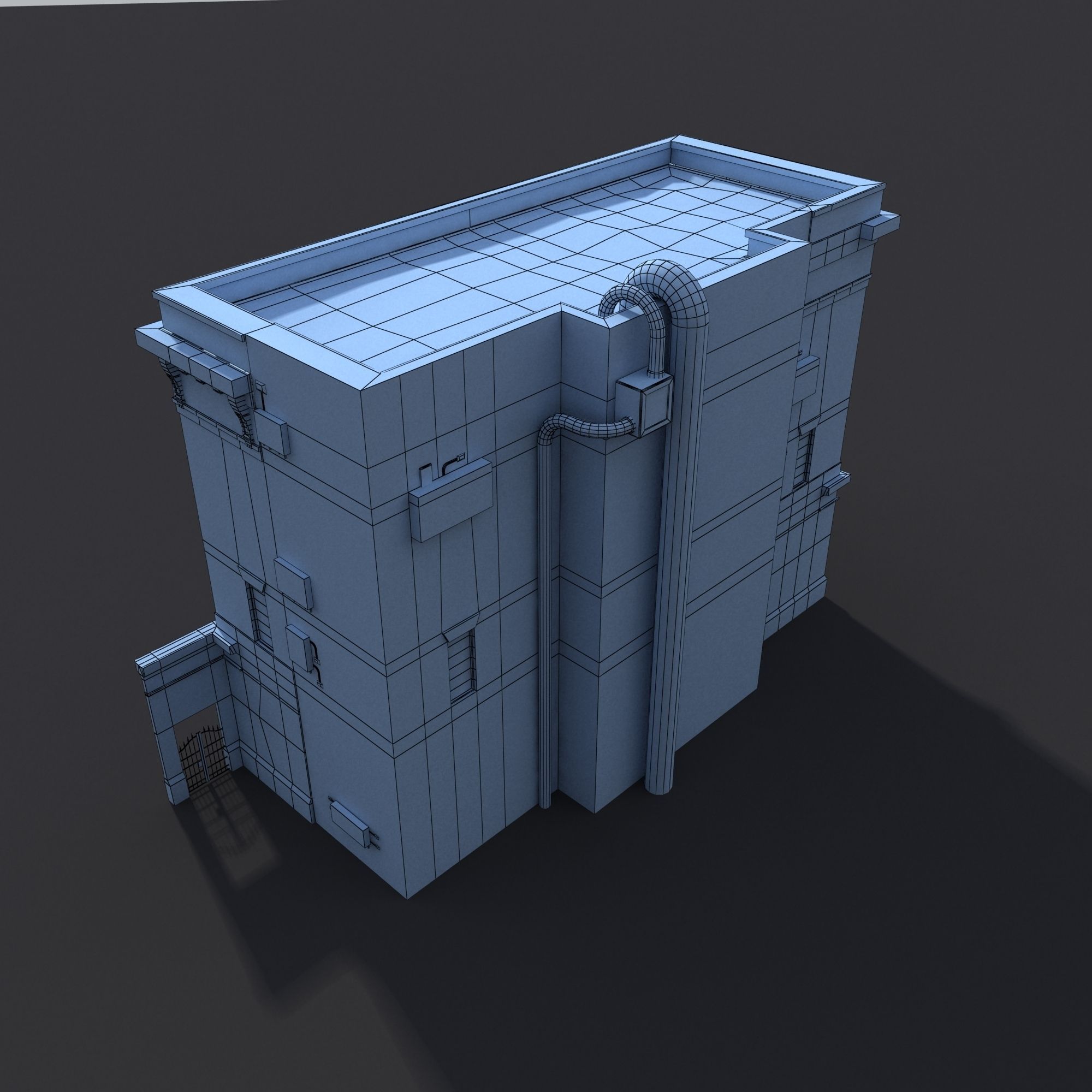 Fire Station Building Low Poly Low-poly 3D model_12