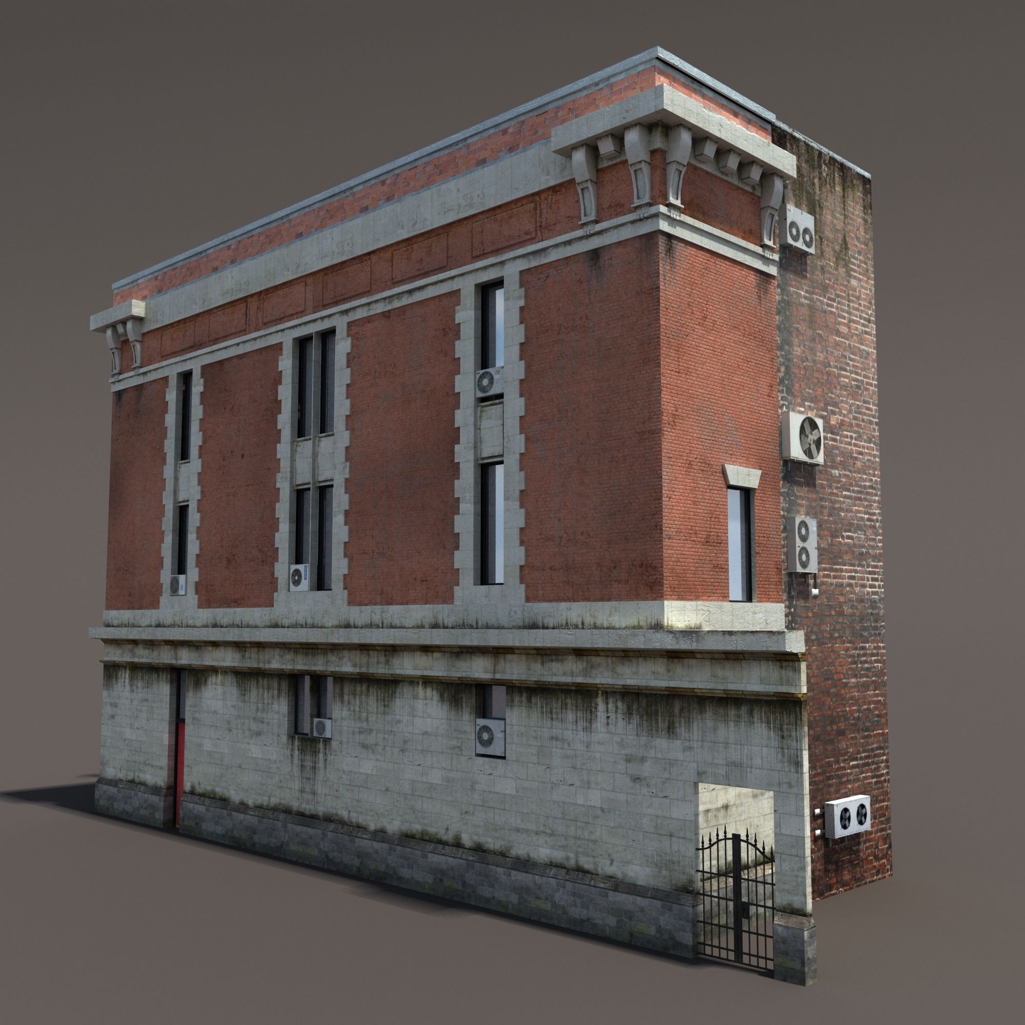 Fire Station Building Low Poly Low-poly 3D model_2