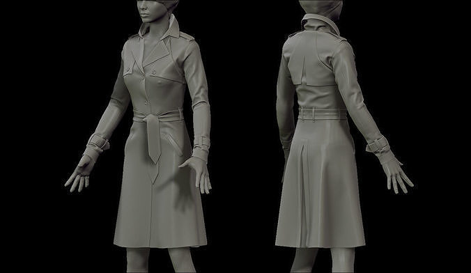 Female Trench Coat for  Marvelous Designer