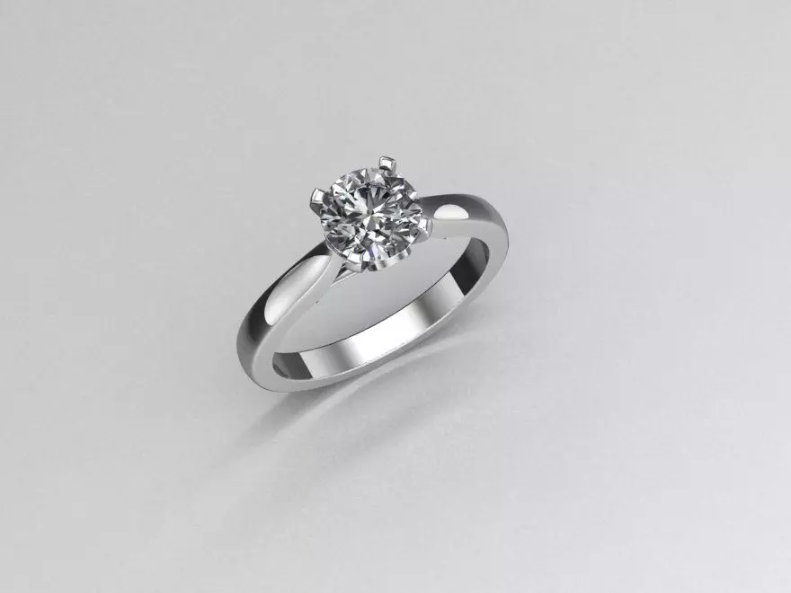 Solitaire Engagement Ring 18Ct White Gold 3D print model