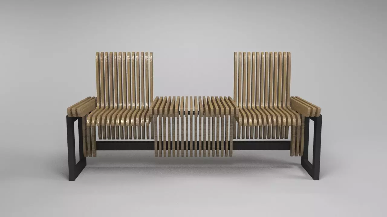 design bench transformer Low-poly 3D model_0