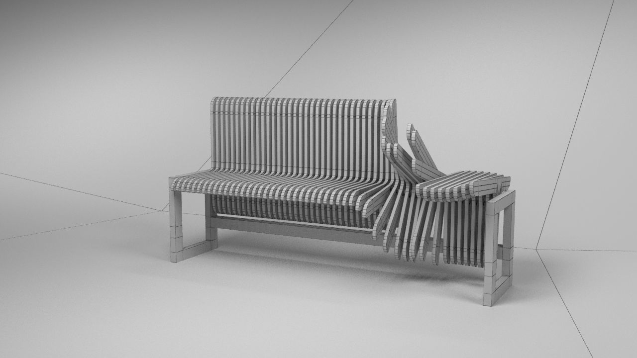 design bench transformer Low-poly 3D model_8