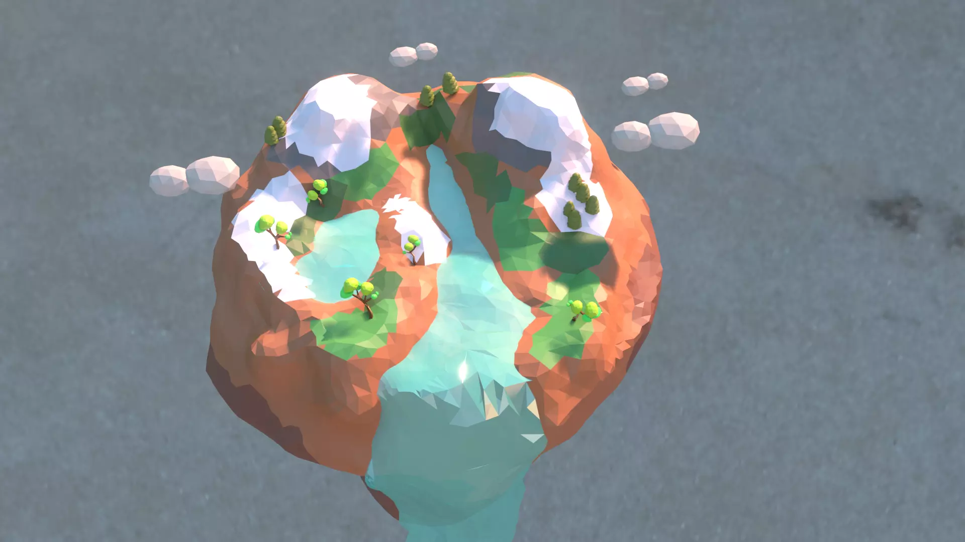 low poly 3d island with snow Low-poly 3D model_0