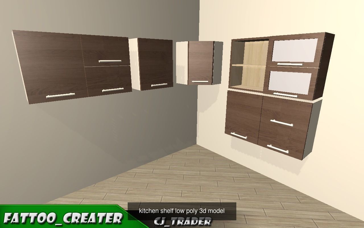 low poly kitchen furniture pack 3d model 3D Model Collection_3