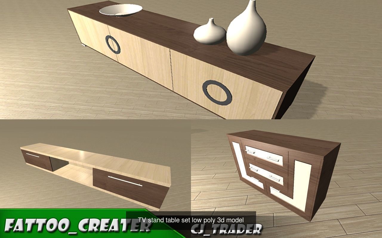 low poly kitchen furniture pack 3d model 3D Model Collection_4