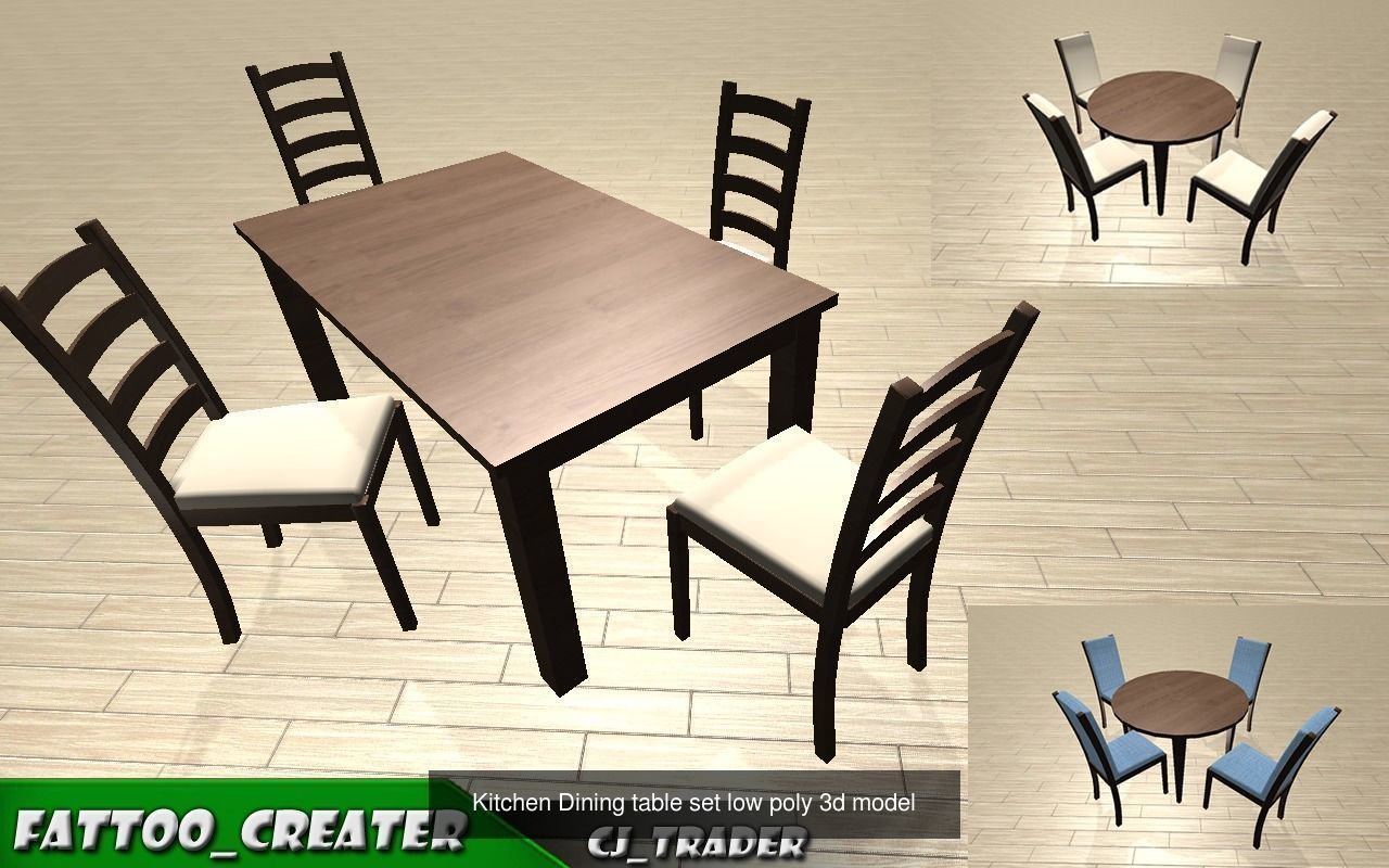 low poly kitchen furniture pack 3d model 3D Model Collection_1