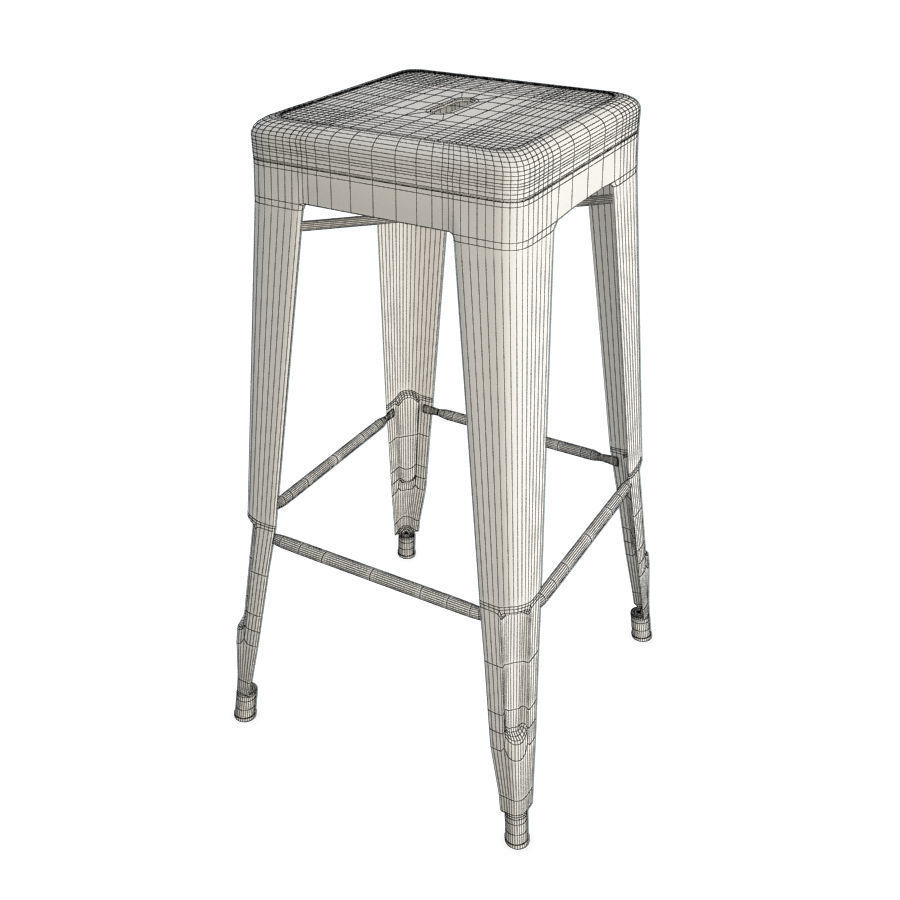 Tolix Metallic Stool 3D model_1