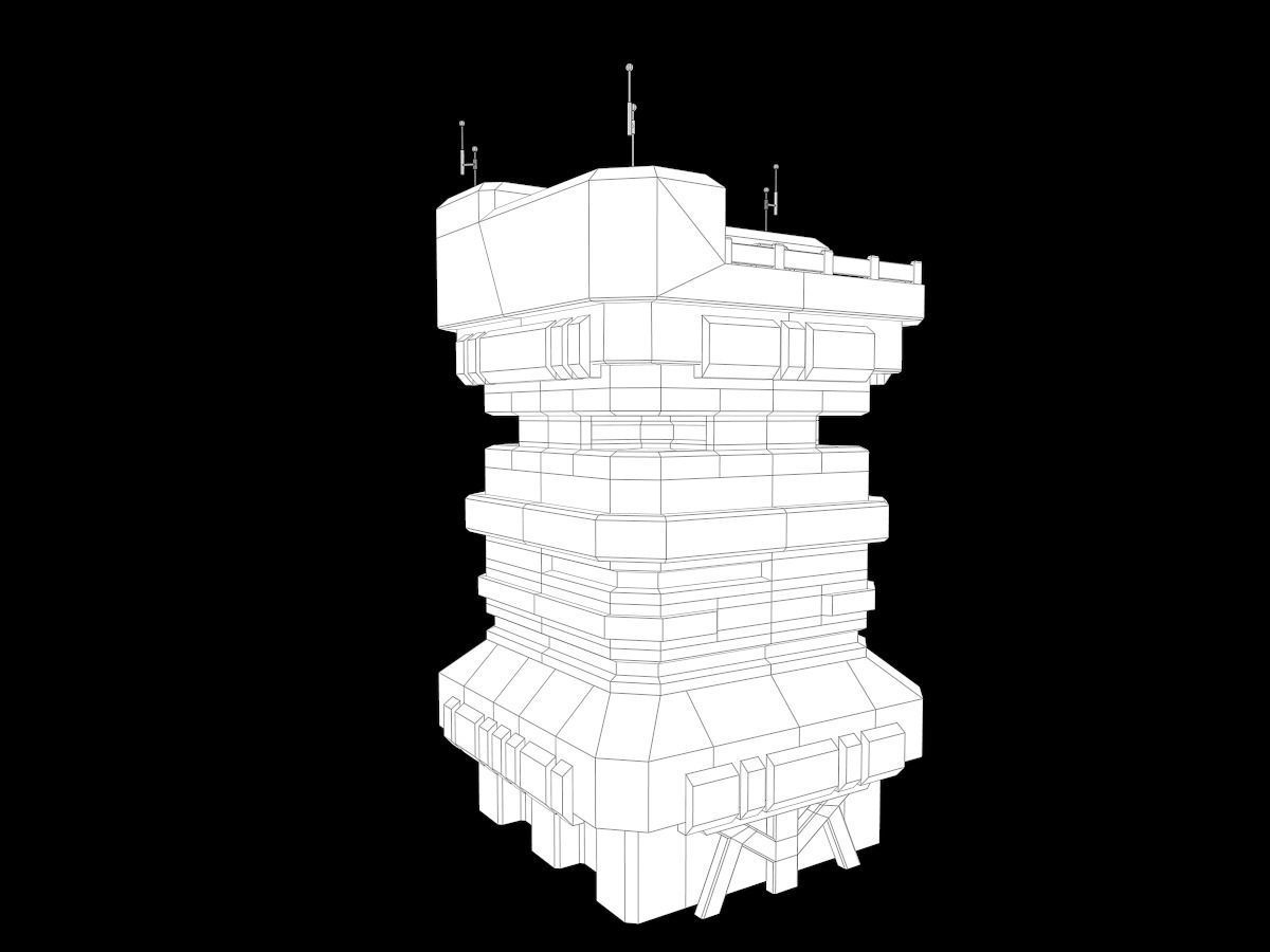 Lowpoly Modular Scifi Building 03 Low-poly 3D model_22