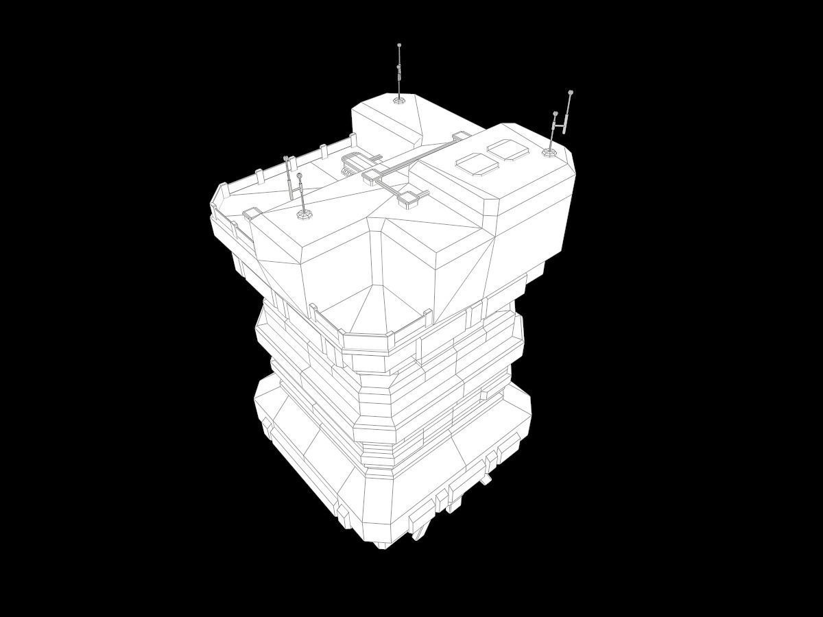 Lowpoly Modular Scifi Building 03 Low-poly 3D model_19
