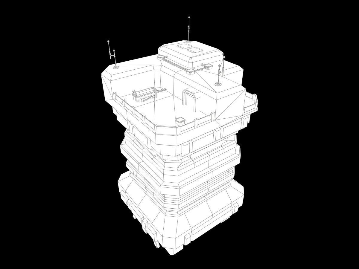 Lowpoly Modular Scifi Building 03 Low-poly 3D model_18