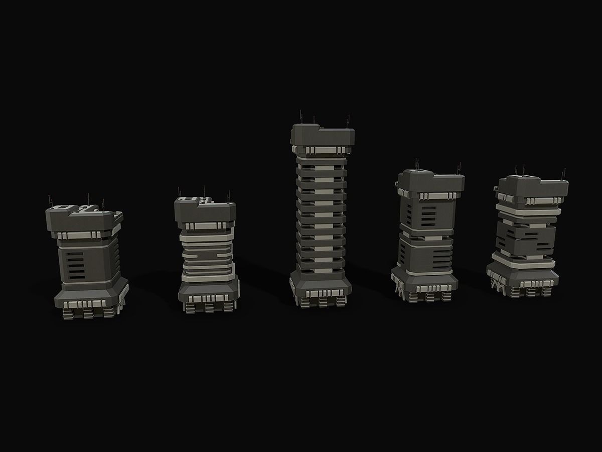 Lowpoly Modular Scifi Building 03 Low-poly 3D model_11
